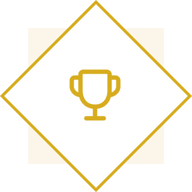 Berkshire Mediation Golden trophy icon inside white diamond shape.
