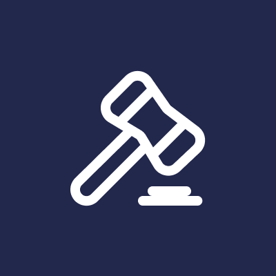 Berkshire Mediation Gavel icon on dark blue background.
